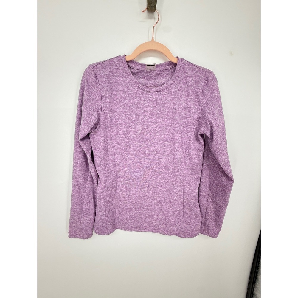 ILUS Activewear Top Women XL Purple Heathered Long Sleeve Crew Neck Athletic